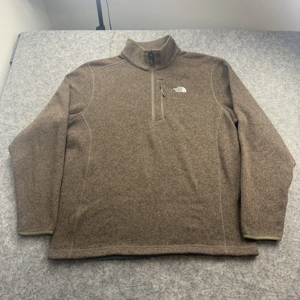 The North Face Sweater Mens XL Brown Gordon Lyons Quarter Zip Fleece Pullover